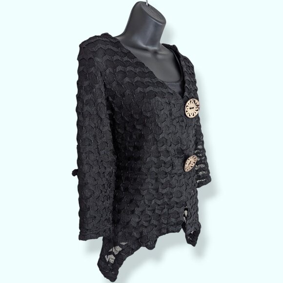 Nina Leonard Zig Zag Buttoned Cardigan - Picture 2 of 9